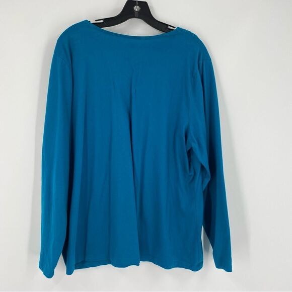 St. John’s Bay Women’s V Neck Long Sleeve Blue Teeshirt size 2X - Picture 3 of 3